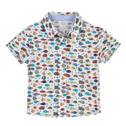 Paul Smith Junior - Baby Boys White & Fish Print 'Tarik BB' Shirt